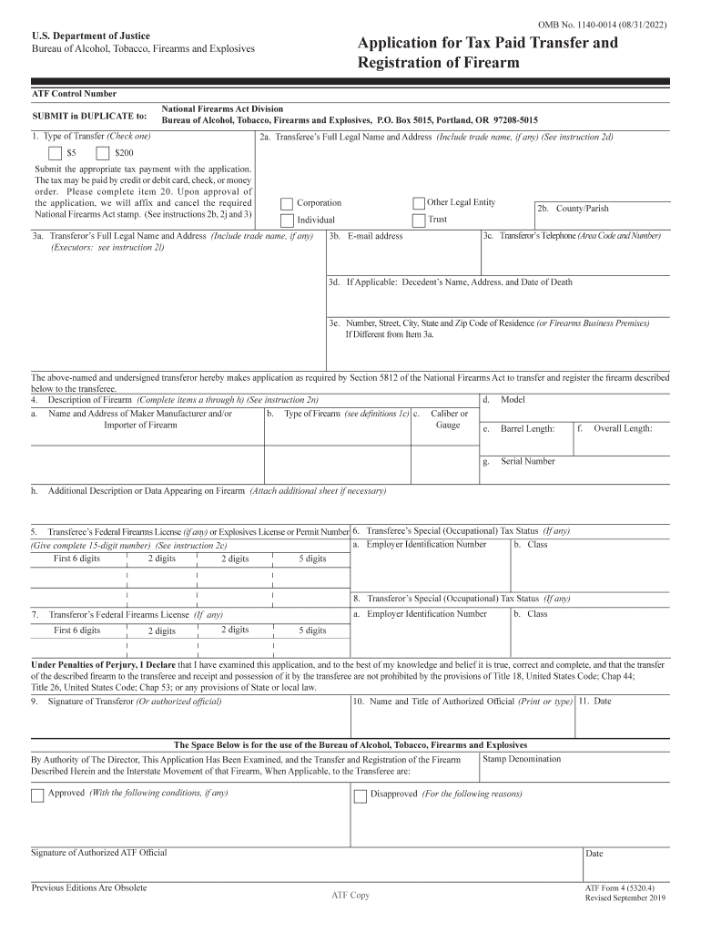 atf form 4 Preview on Page 1.