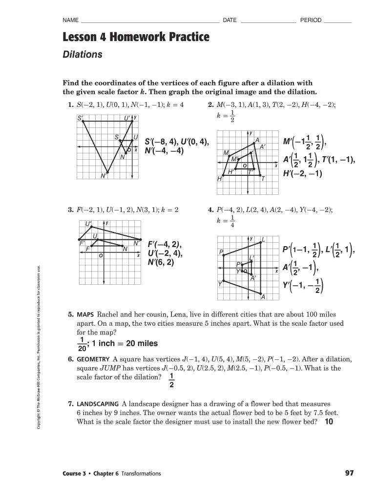 lesson 4 homework practice dilations