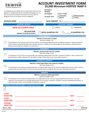 account investment form - Horter Investment Management, LLC