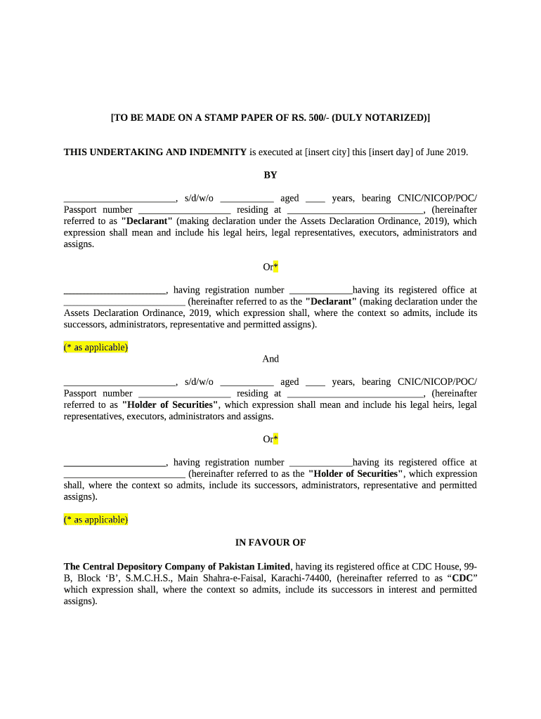 Legal Undertaking Template Sfiveband