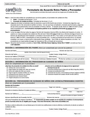 Care 4 Kids Child Care Agreement Form