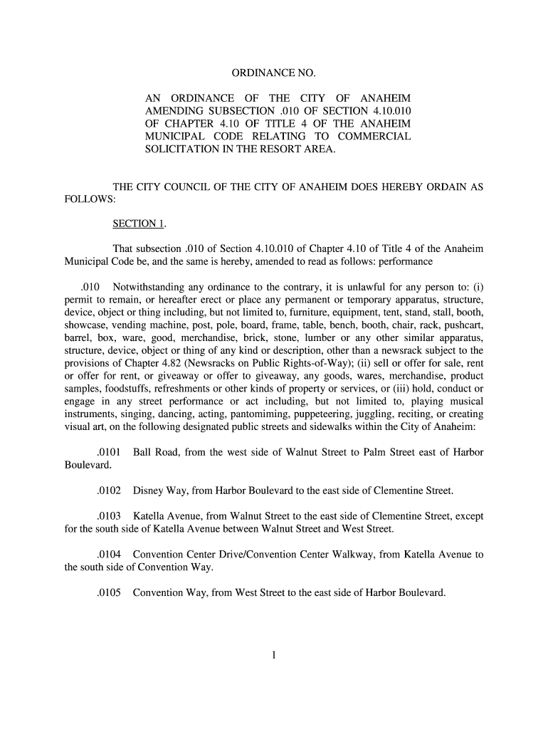Fillable Online local anaheim Table Of Ordinances Codified, Tables ...