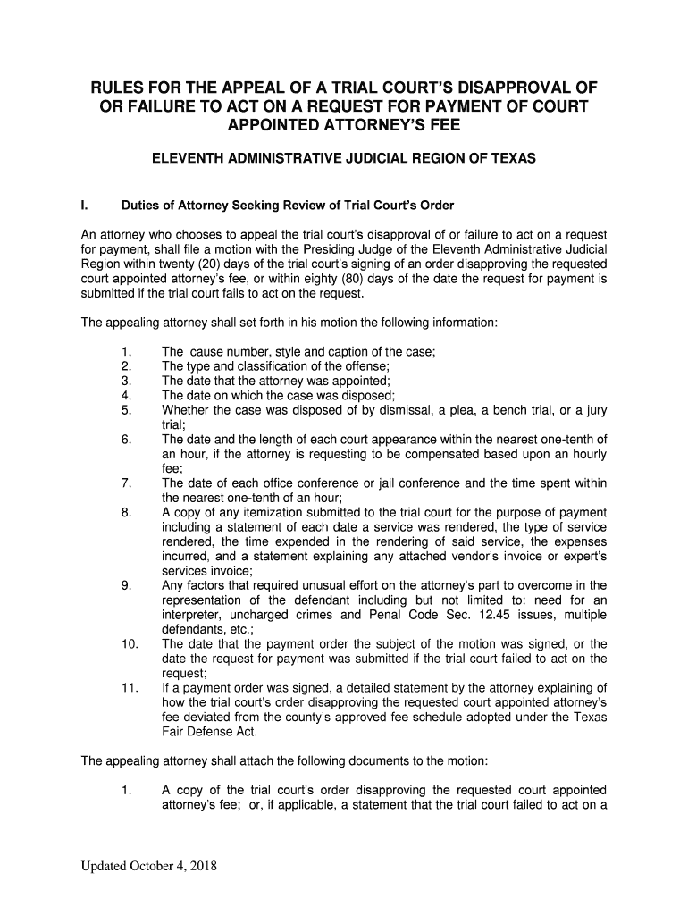 Fillable Online RULES FOR THE APPEAL OF A TRIAL COURTS DISAPPROVAL OF