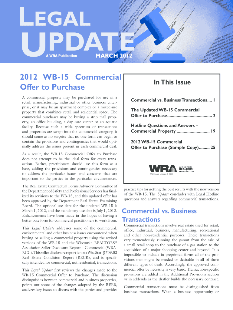 Fillable Online Using Wisconsin's Commercial Offer to Purchase Form Fax Email Print pdfFiller