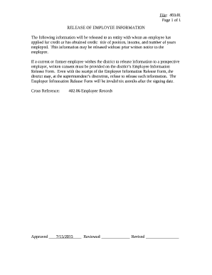 RELEASE OF EMPLOYEE INFORMATION