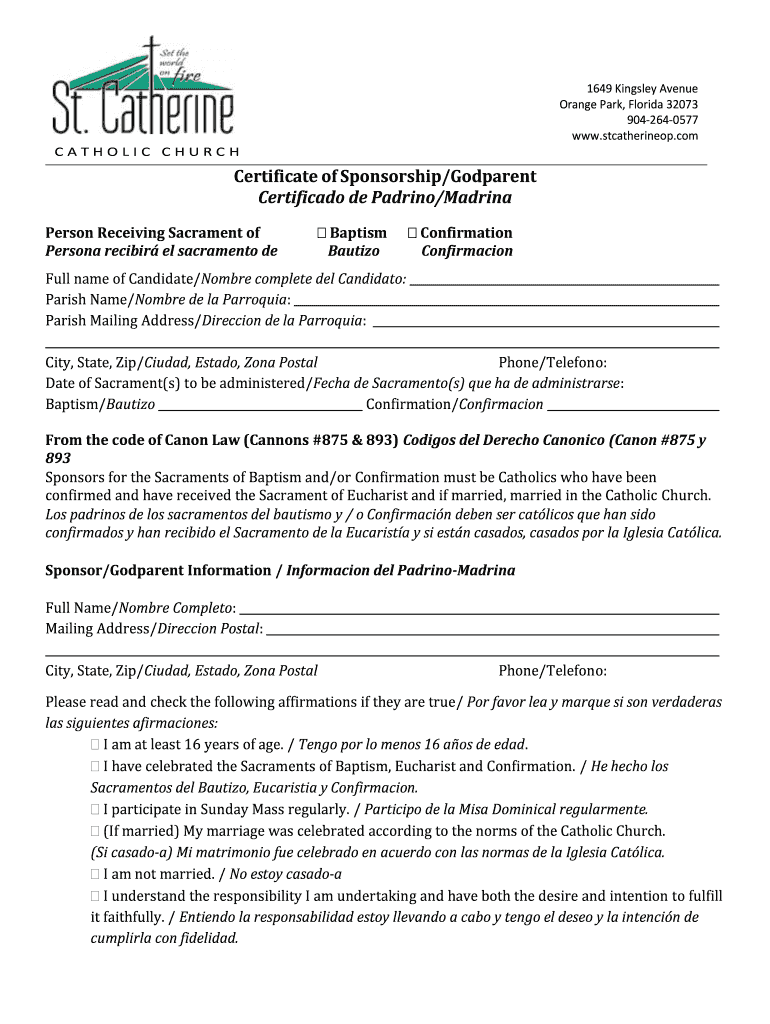 comprobante de pláticas para padrinos de confirmación Preview on Page 1