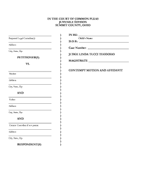 CONTEMPT MOTION AND AFFIDAVIT