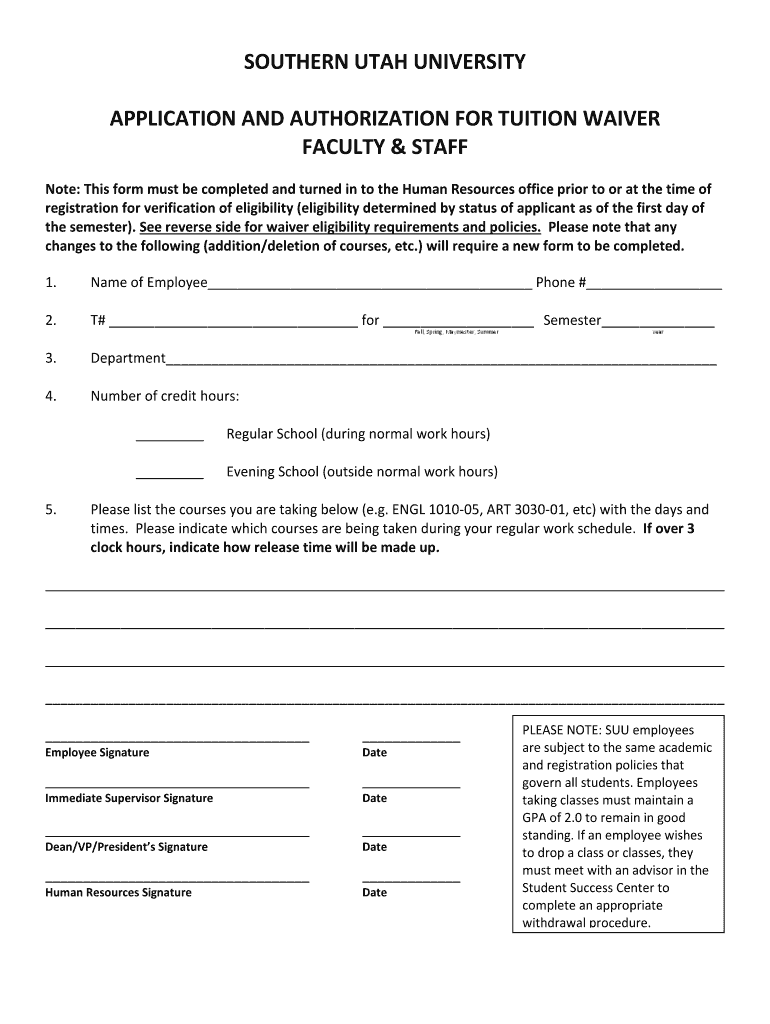 suu tuition waiver Preview on Page 1