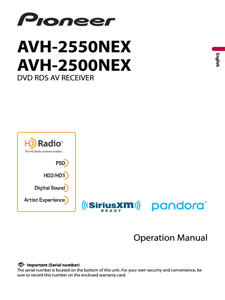 Fillable Online AVH2550NEX AVH2500NEX Pioneer Electronics Fax Email