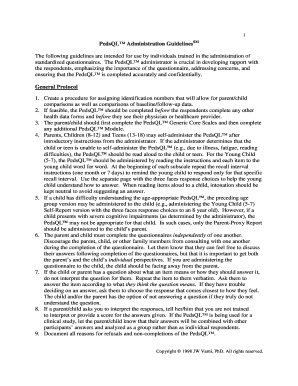 Pediatric Quality of Life Inventory (PedsQL) - Administration Guidelines