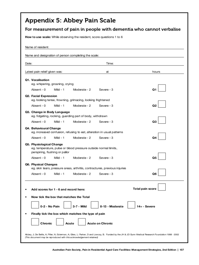 abbey pain scale Preview on Page 1