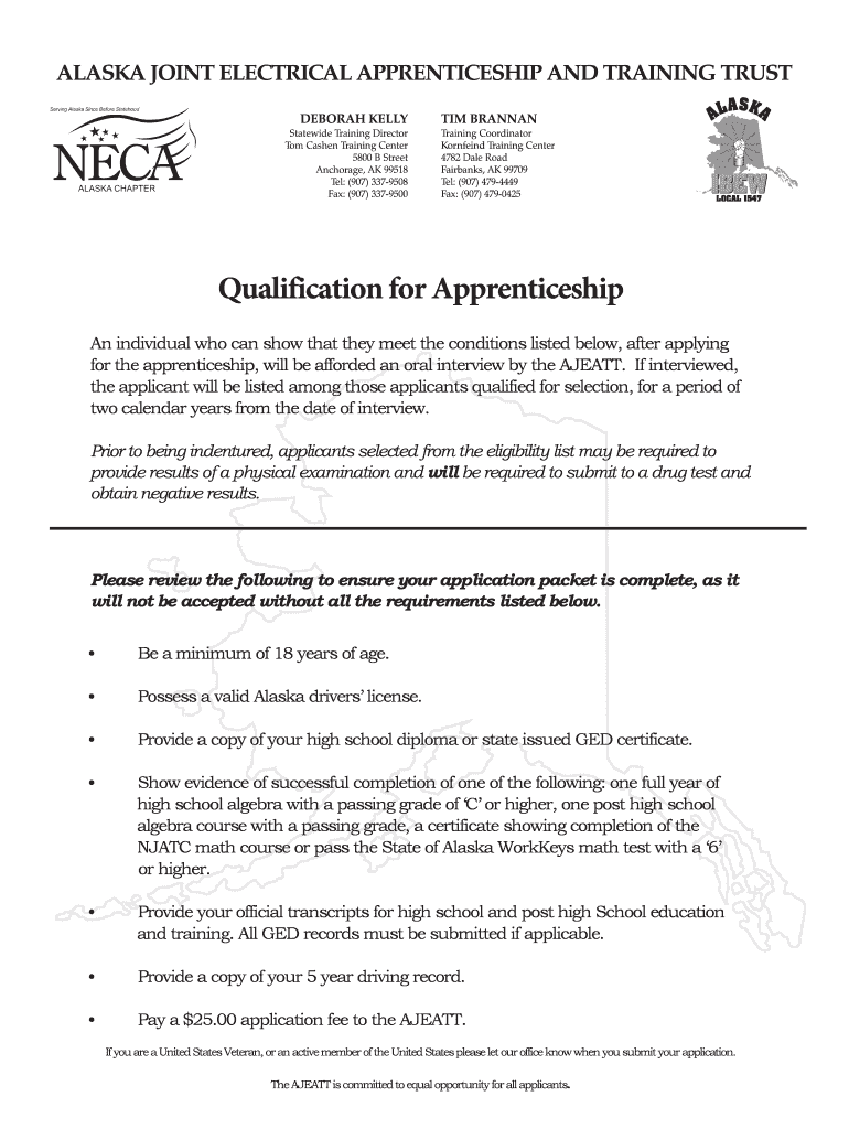 Fillable Online ContactAlaska Joint Electrical Apprenticeship
