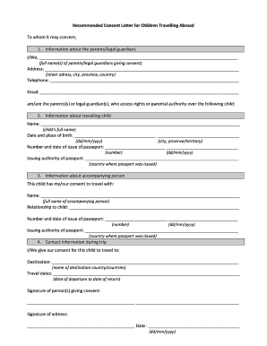 Consent Letter for Children Travelling Abroad