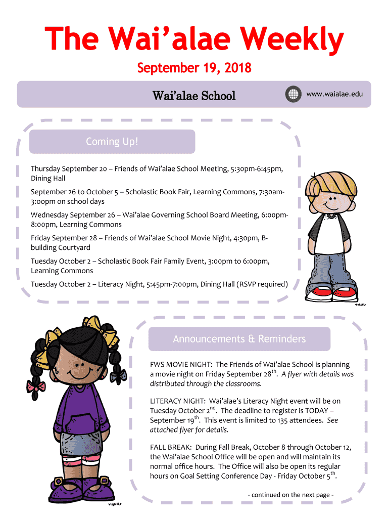 Fillable Online September 26 to October 5 Scholastic Book Fair ...
