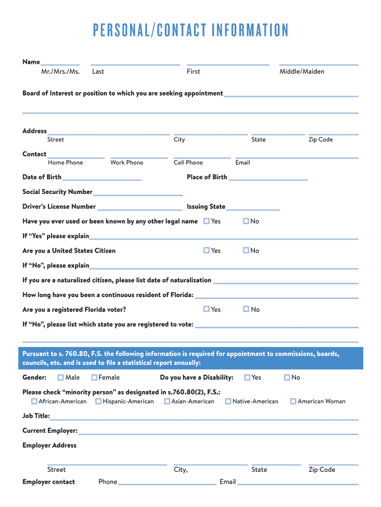 PERSONAL CONTACT INFORMATION - myfloridacfo Preview on Page 1