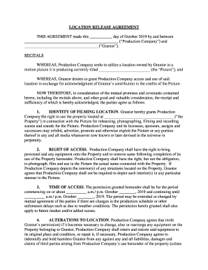 sample filming location agreement - Volunteer Lawyers and ...