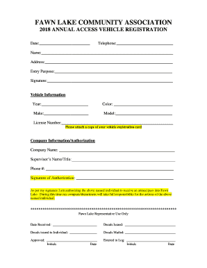 FAWN LAKE COMMUNITY ASSOCIATION PROPERTY OWNER VEHICLE REGISTRATION