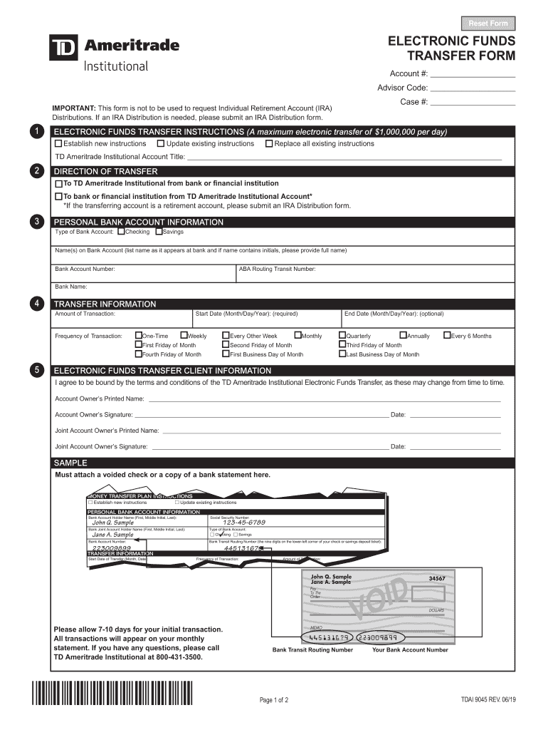 Electronic Funds Transfer Form-TDI 0619 Preview on Page 1