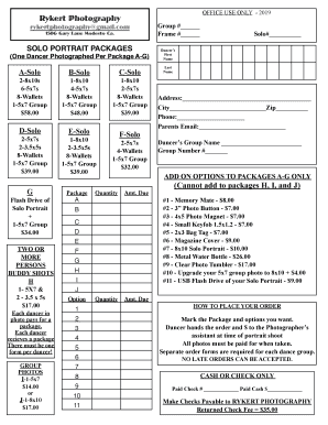 2018 Dance Order Form