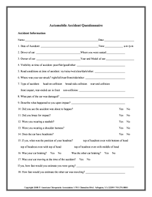 Motor Vehicle Accident Questionnaire (PI Intake) - VIDA ...