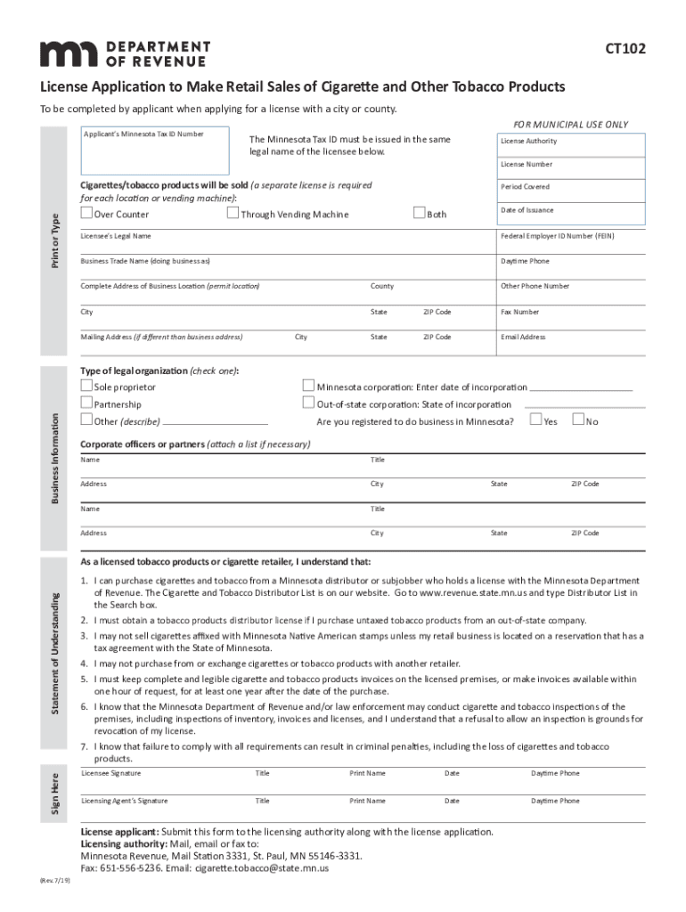 ct102 form Preview on Page 1