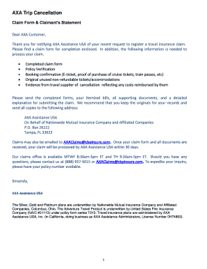 AXA Trip Cancellation