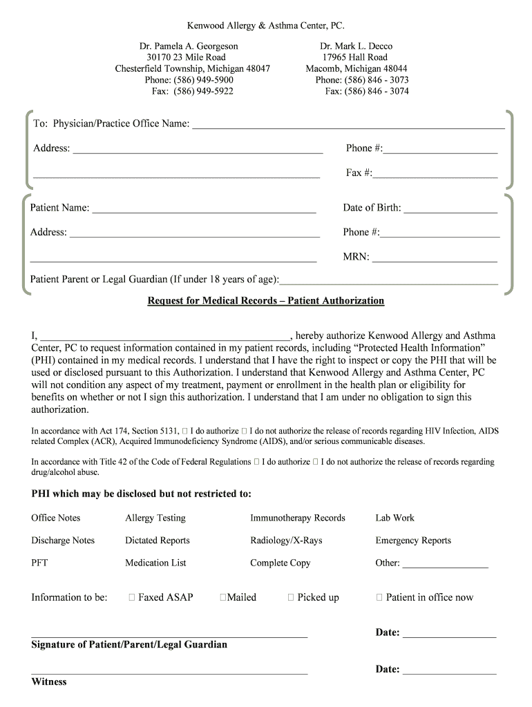 Fillable Online Kenwood Allergy Adds Second LocationKenwood Allergy Fax