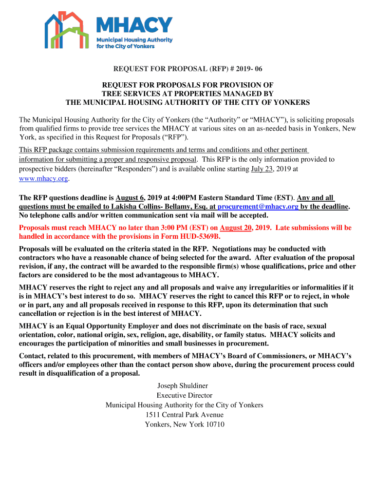 Fillable Online rfp - Municipal Housing Authority for the City of ...