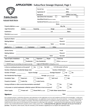Speculative Site Eval-Septic Permit Application