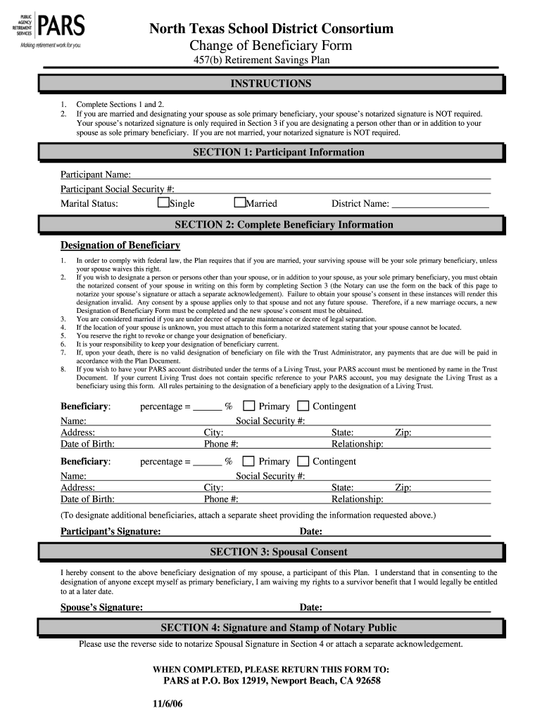 Fillable Online If you are married and designating your spouse as sole