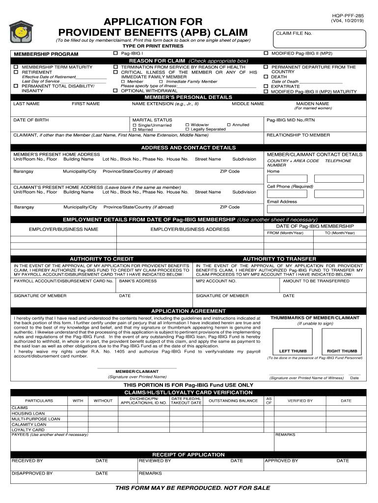 Pag Ibig Provident Claim Amount Fill Online Printable Fillable