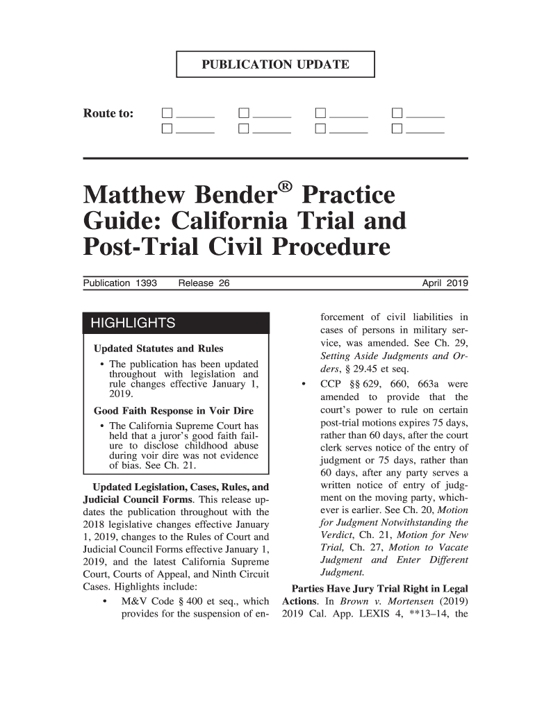 Fillable Online Matthew Bender Practice Guide California Trial and