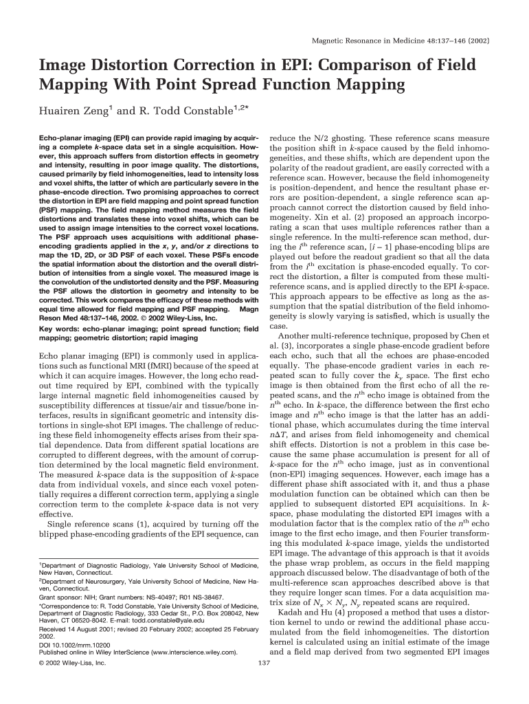 Fillable Online Image distortion correction in EPI Comparison of field