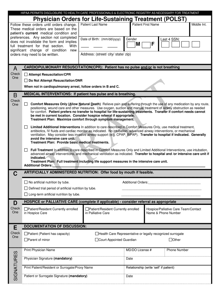 Fillable Online med fsu Polst Form Florida - Fill Online, Printable ...