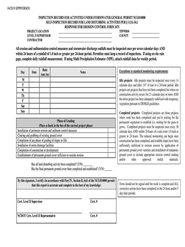 NCG01 NPDES Self Inspection formSPPPFORM30 Preview on Page 1