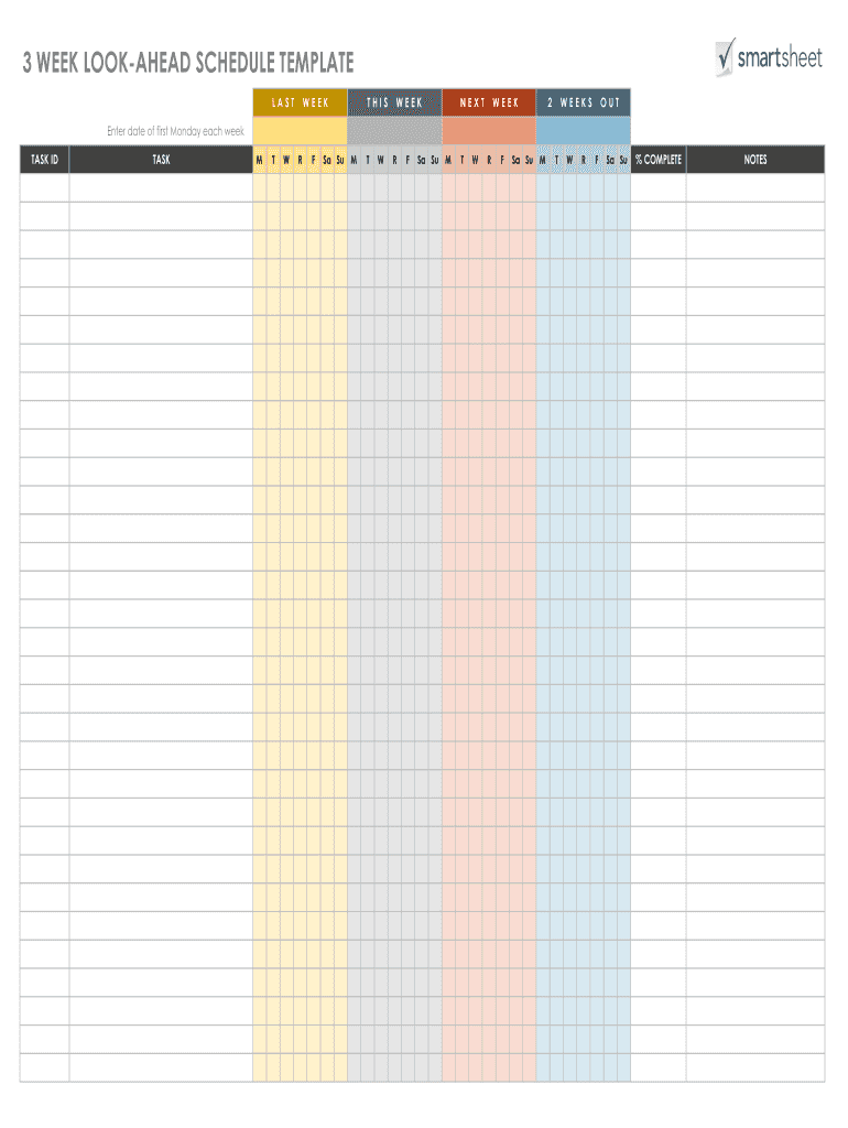 3 Week Look Ahead Template Excel Fill Online, Printable, Fillable