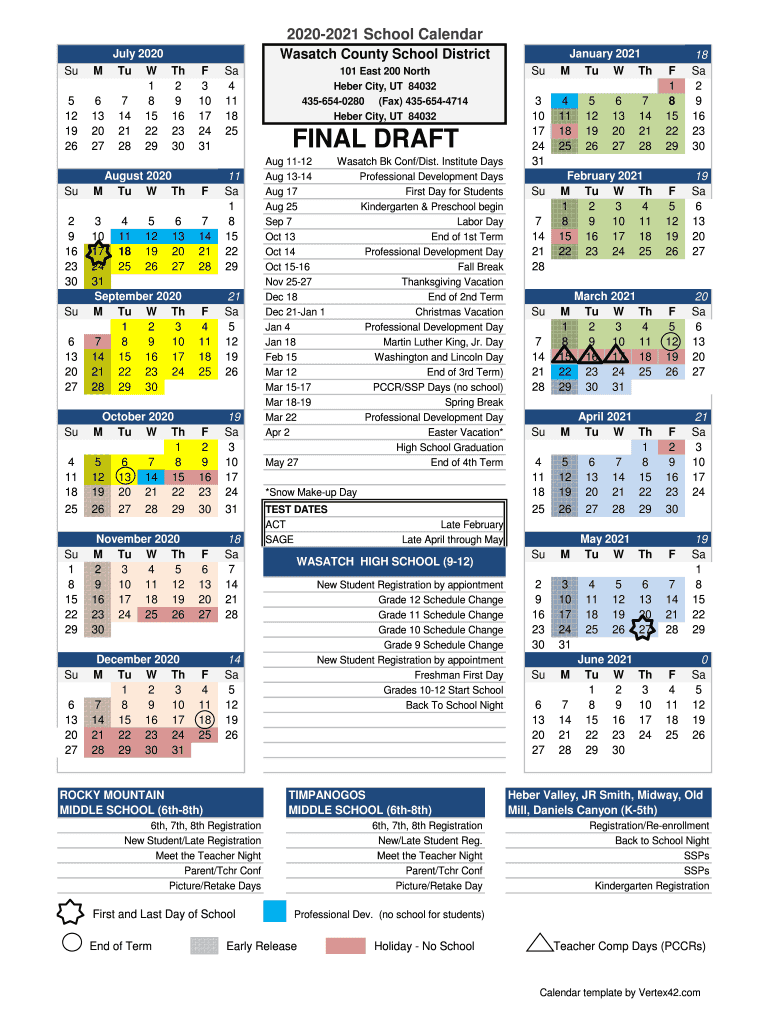Fillable Online 2021 School Year Calendar - St. Lucie Public Schools 2020  Fax Email Print - pdfFiller