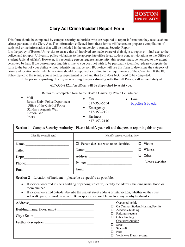 crime incident form Preview on Page 1