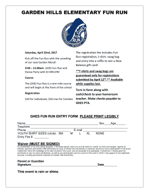 Fillable Online Garden Hills Boosterthon Fun Run - Garden Hills ...
