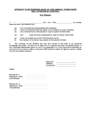 Affidavit for Widows