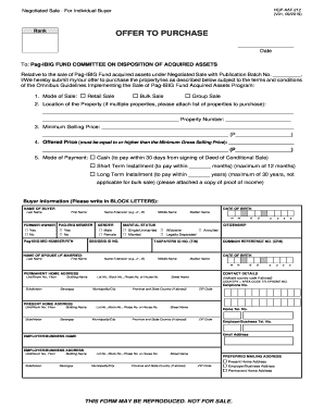 Negotiated Sale - For Individual Buyer