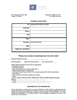 eQHealth FAX Cover Sheet. FAX COVER SHEET