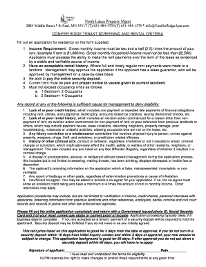 RENTAL APPLICATION CRITERIA SHEET - rhris.com