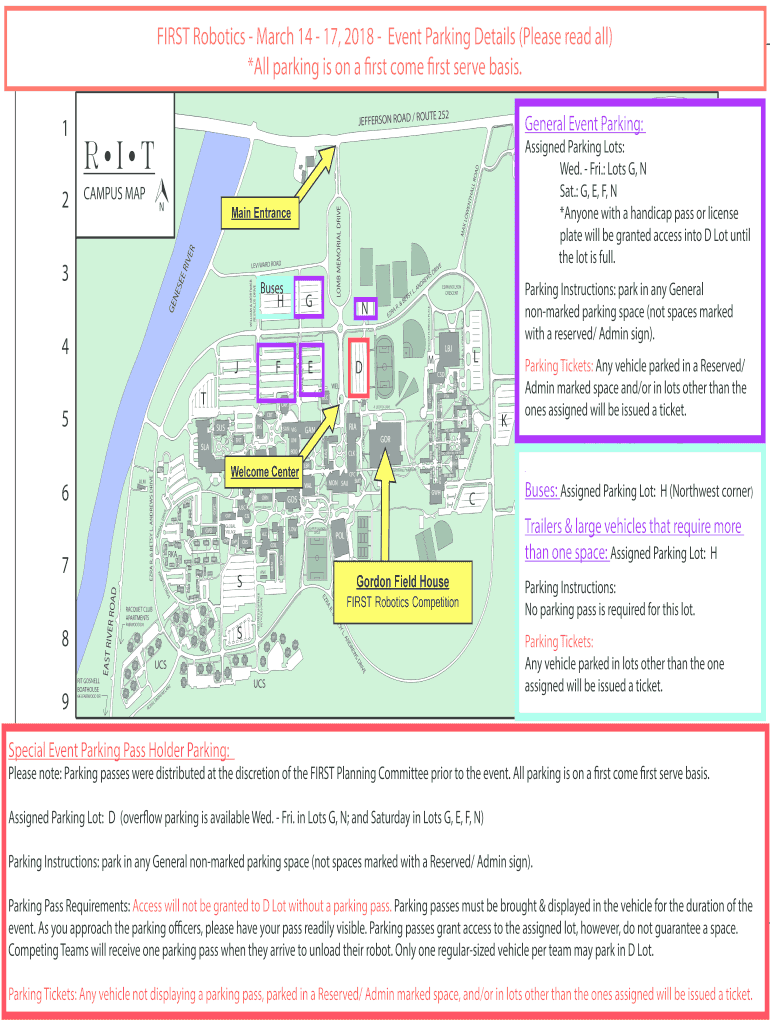 Fillable Online RIT Campus Map for FIRST Robotics Event10-17-17 Fax Email Print - pdfFiller