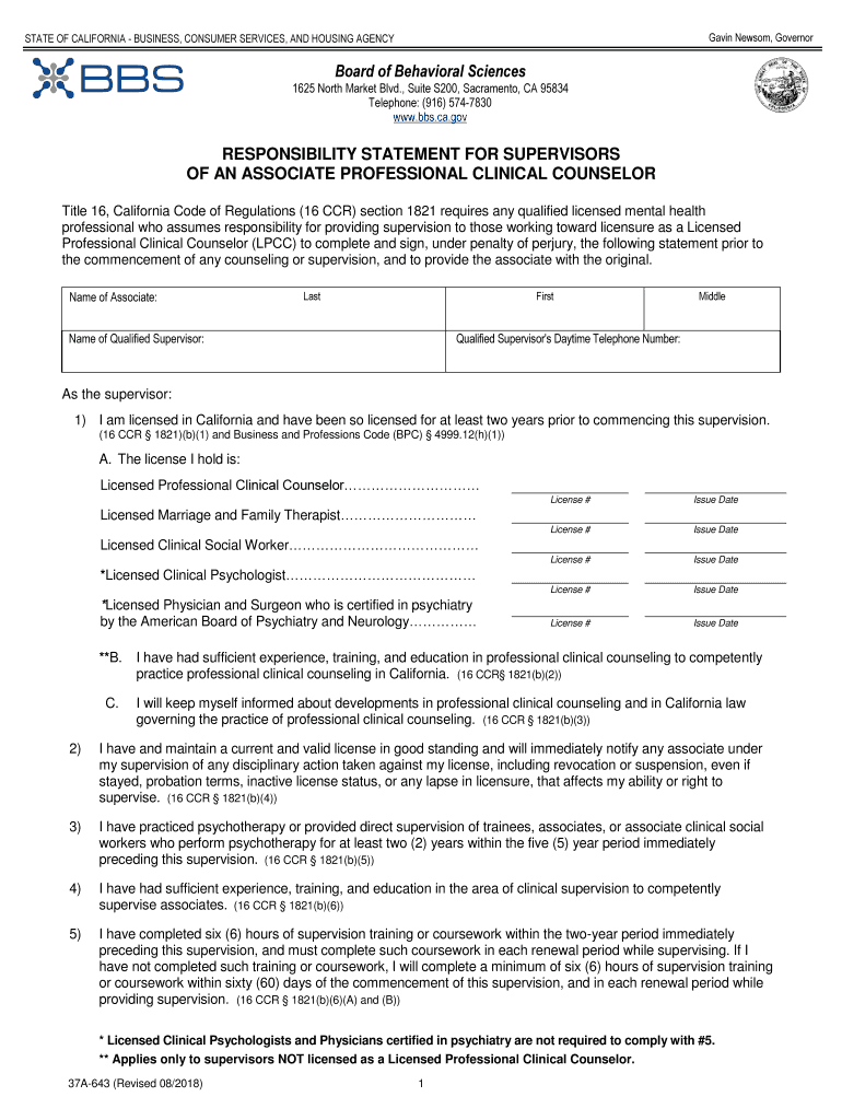 2018 Form CA BBS 37A643 Fill Online, Printable, Fillable, Blank