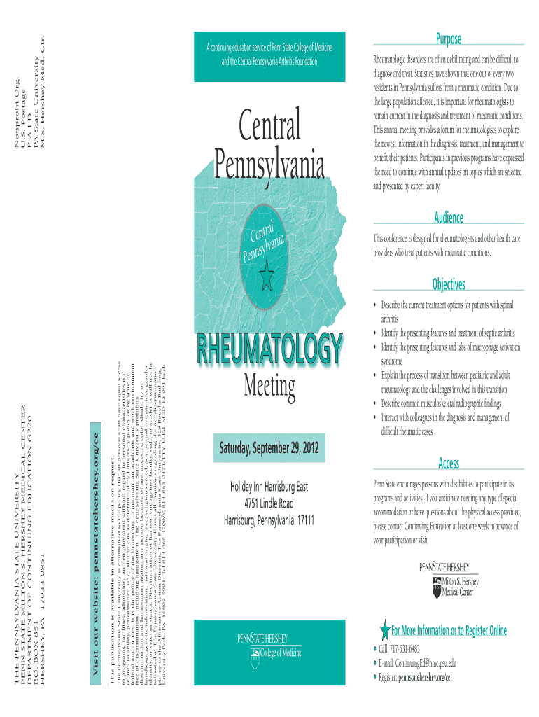 Fillable Online and the Central Pennsylvania Arthritis Foundation Fax Email Print pdfFiller