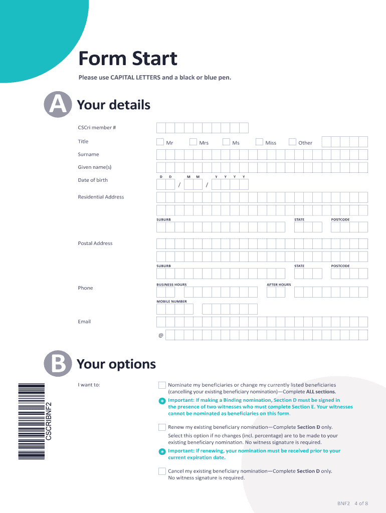 commonwealth superannuation corporation beneficiary nomination form Preview on Page 1