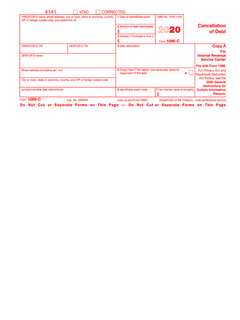 2020 Form IRS 1099 C Fill Online Printable Fillable Blank PdfFiller