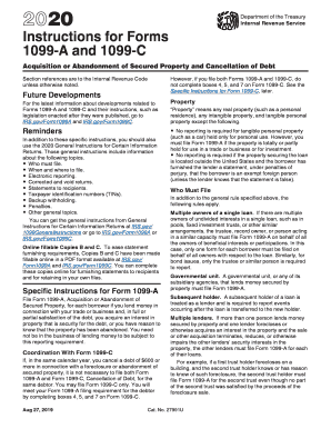 Fillable Online Instructions For Forms 1099 A And 1099 C Instructions For Forms 1099 A And 1099 C Acquisition Or Abandonment Of Secured Property And Cancellation Of Debt Fax Email Print Pdffiller Fillable Online Instructions For Forms 1099 A And 1099 C Instructions For Forms 1099 A And 1099 C Acquisition Or Abandonment Of Secured Property And Cancellation Of Debt Fax Email Print Pdffiller