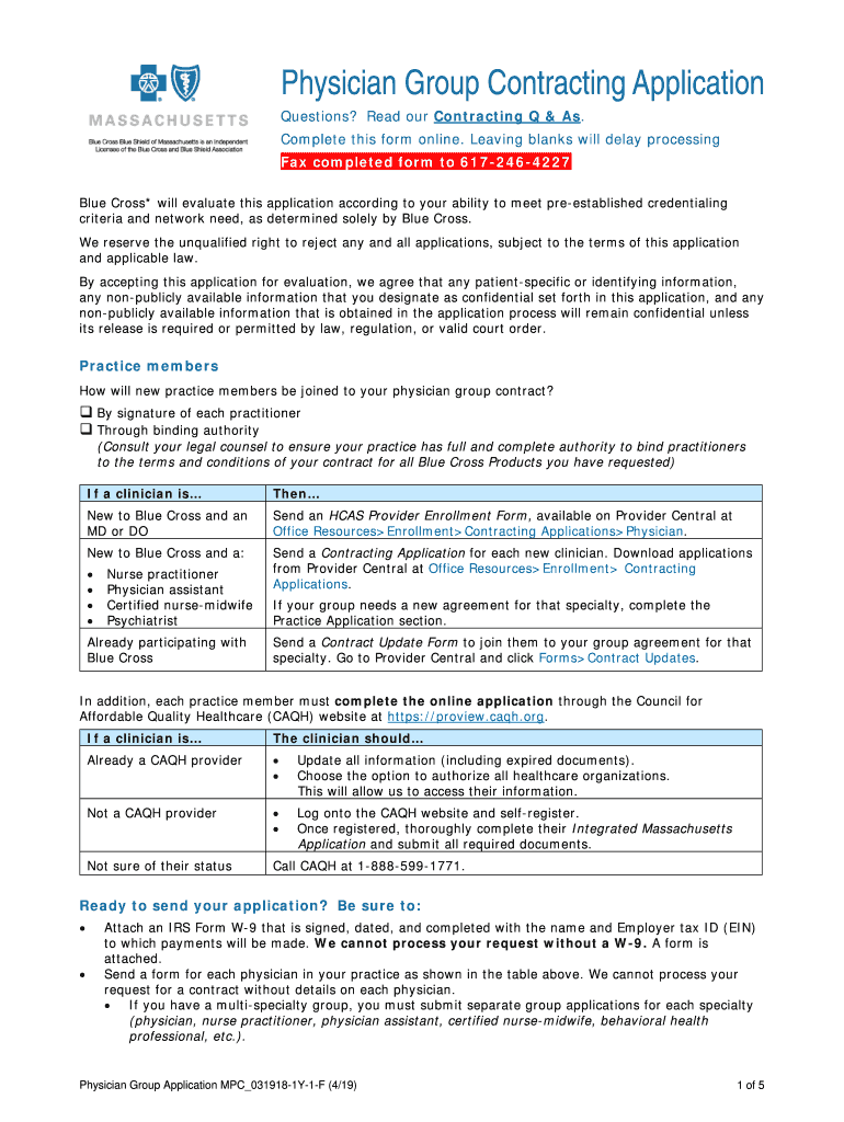 MPC031918-1Y-1-F Physician Group Application 4 19 Request for Taxpayer Identification Number and Cer Preview on Page 1